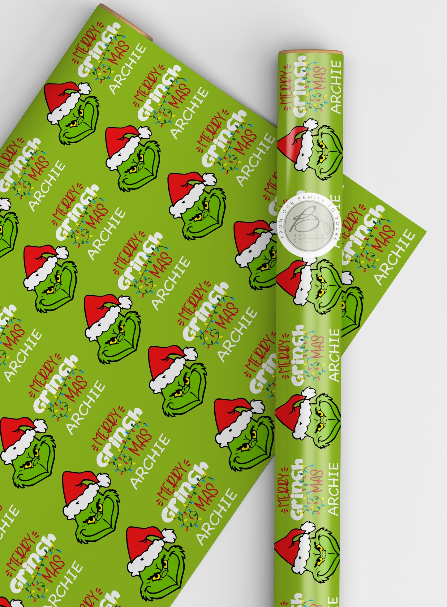 Personalised children's character themed Christmas wrapping paper