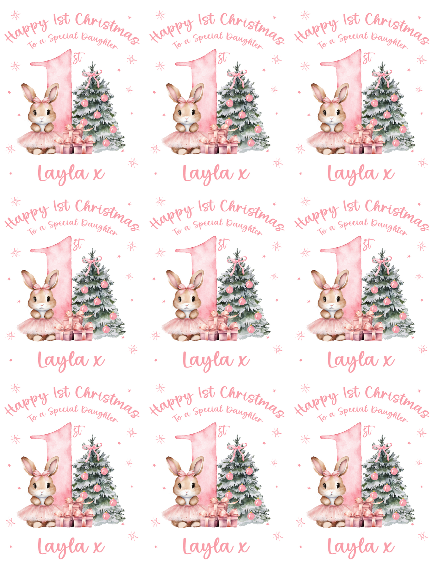 Adorable Baby Ballet Rabbit Christmas Gift Wrap - Unique Personalised Design