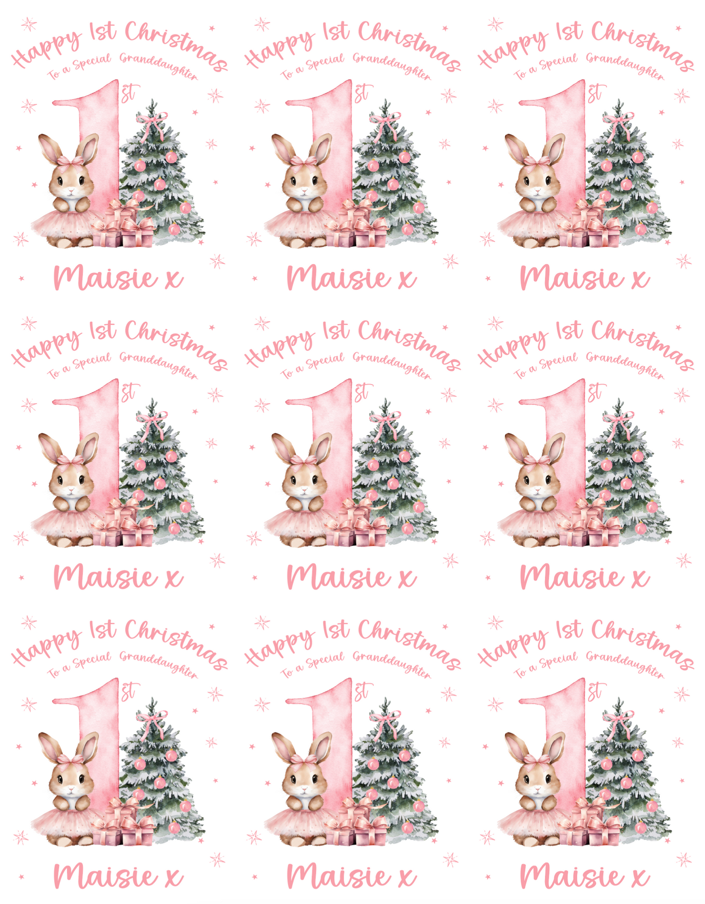 Adorable Baby Ballet Rabbit Christmas Gift Wrap - Unique Personalised Design