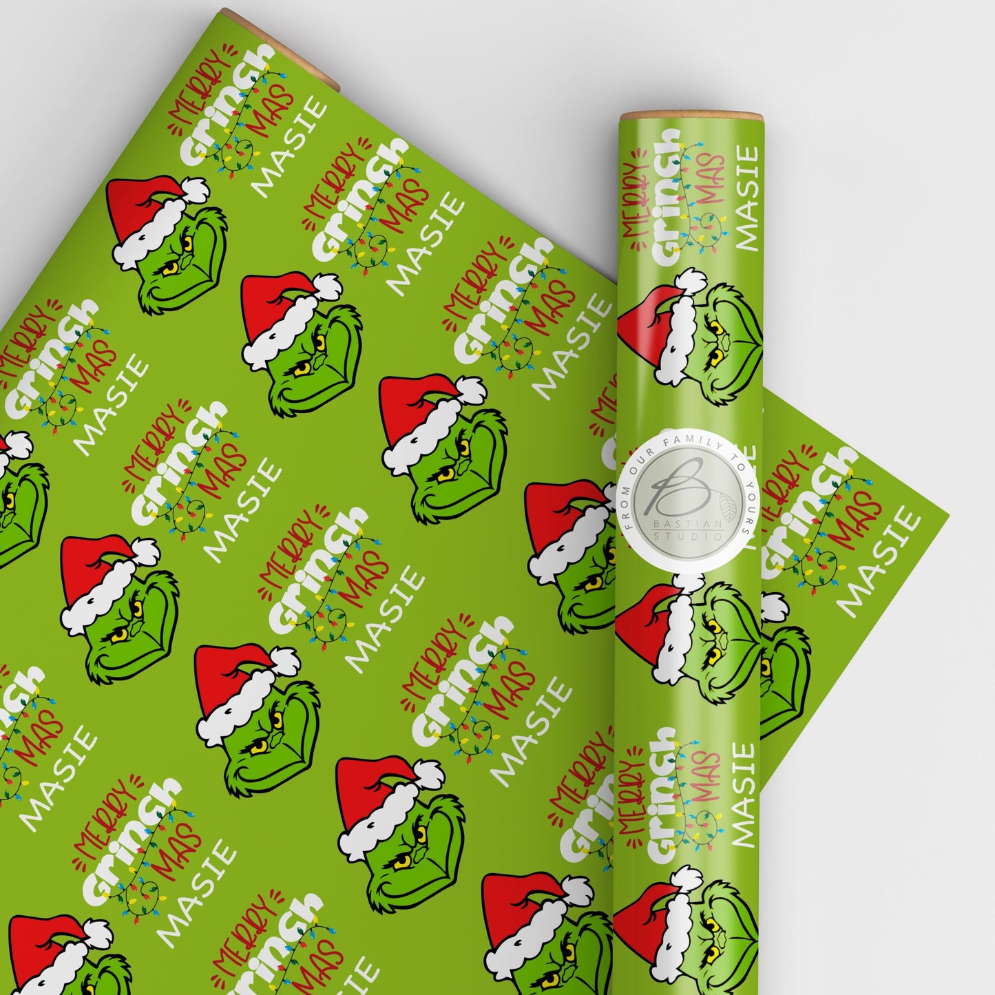 Personalised children's character themed Christmas wrapping paper