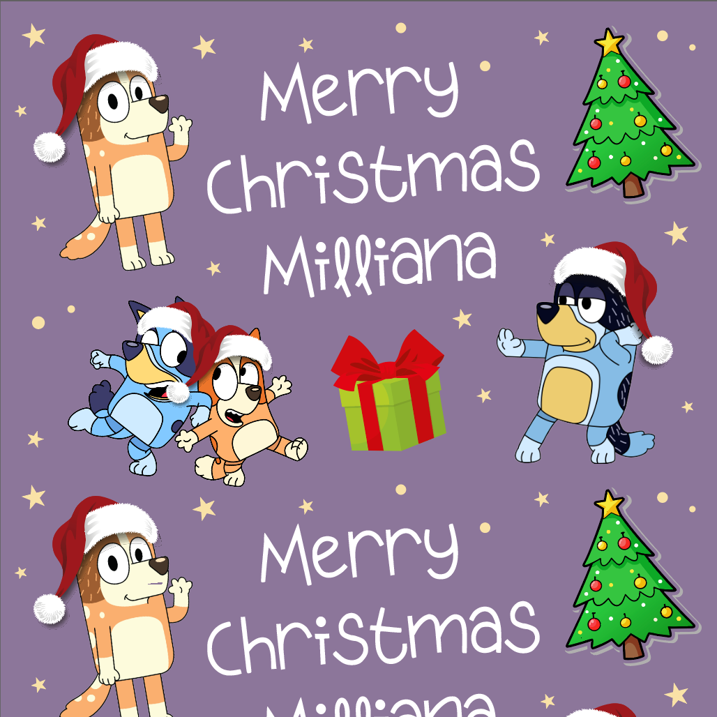 Personalised Childrens Christmas Gift Wrap with Character Design