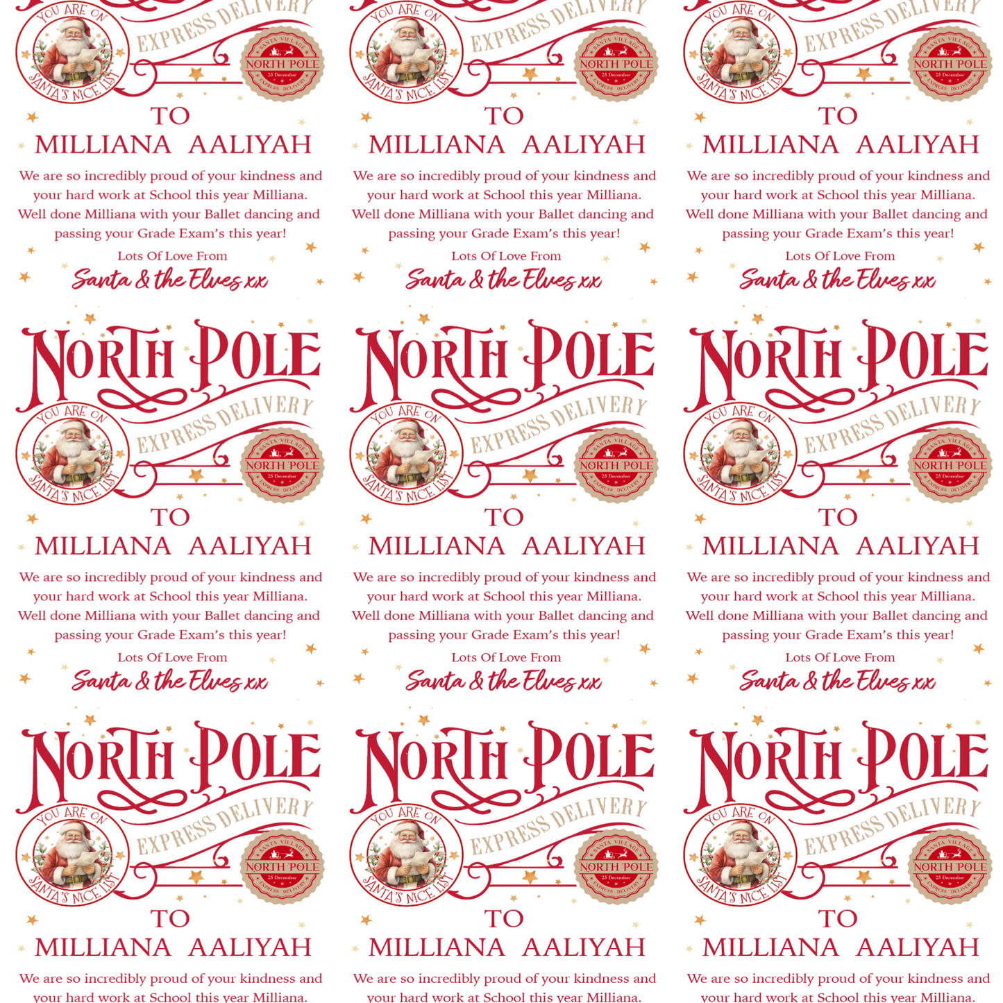 Personalised North Pole Express Christmas Wrapping Paper - Add Child's Name and Santa's Note