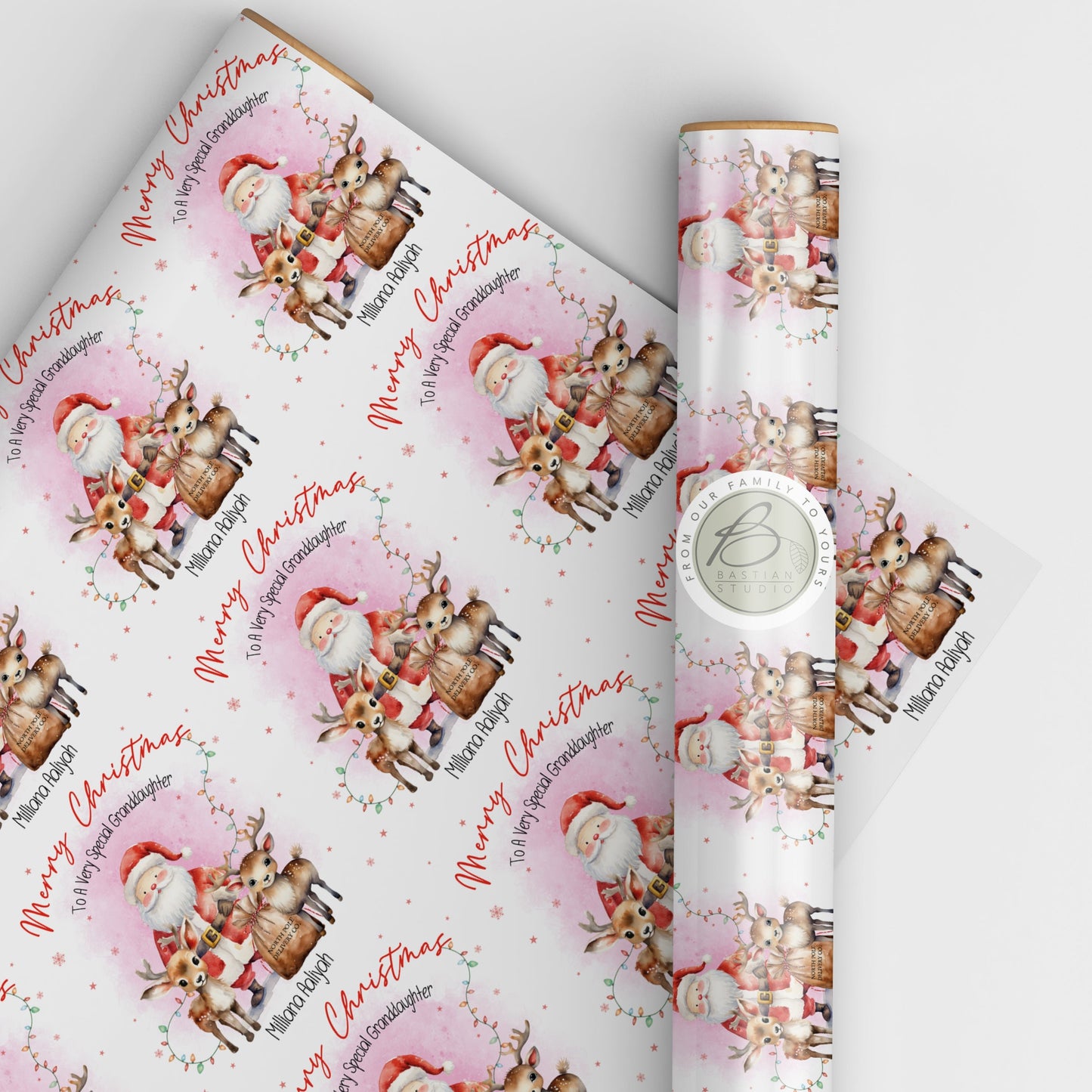 Personalised Father Christmas and Friends Christmas Gift Wrap