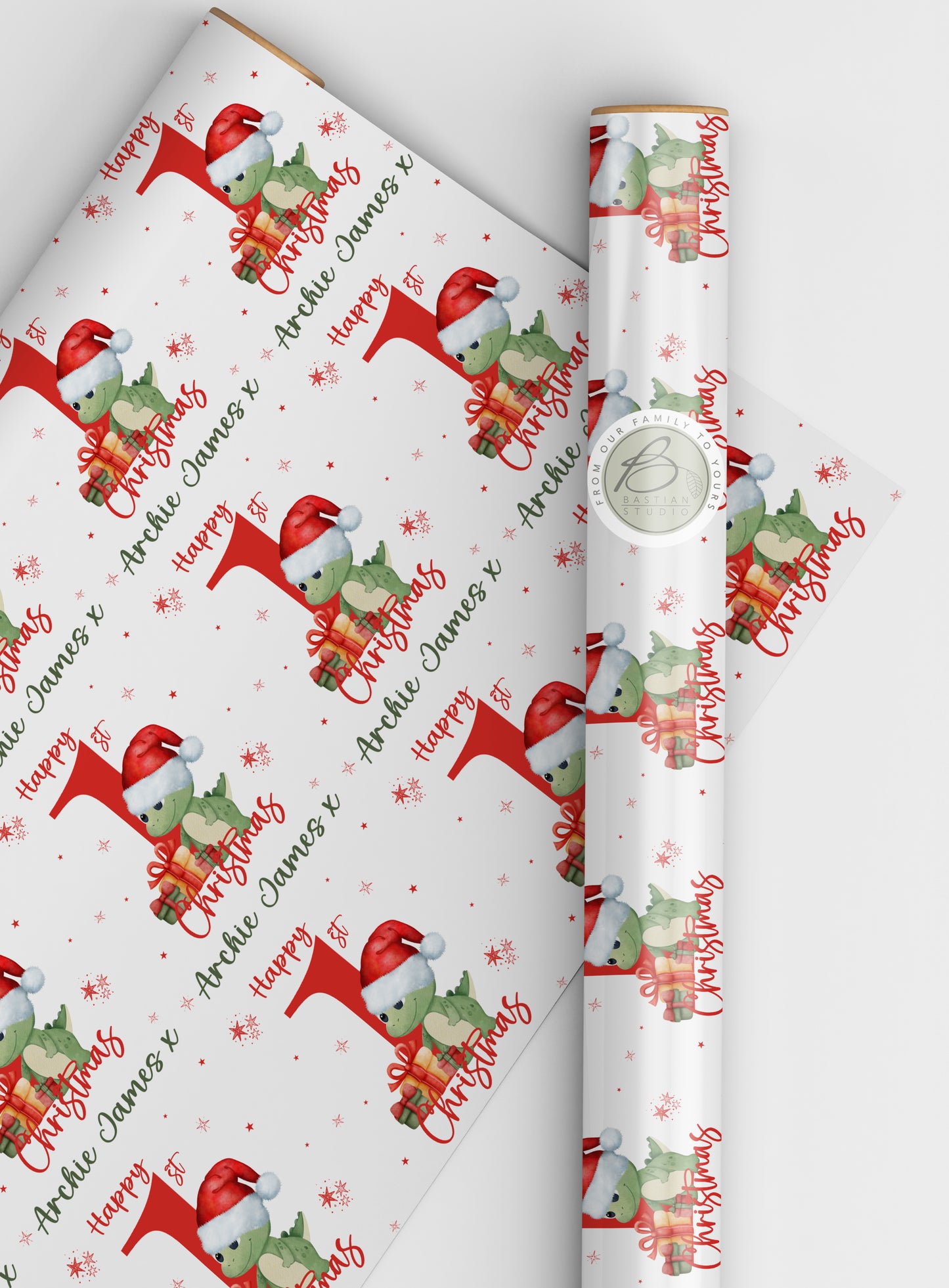 Personalised Christmas Dino Gift Wrap