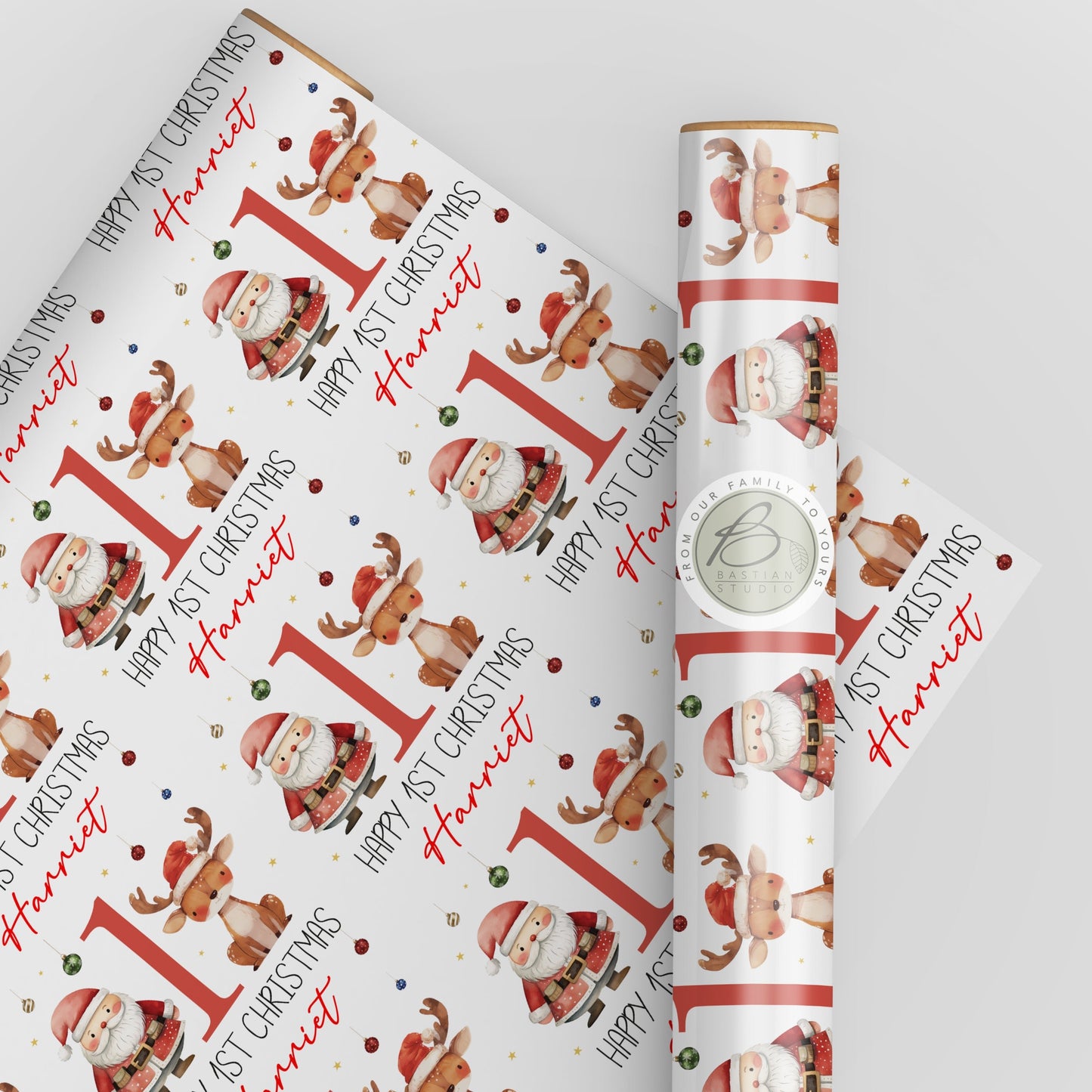 Personalised Father Christmas Babies 1st Christmas Wrapping Paper