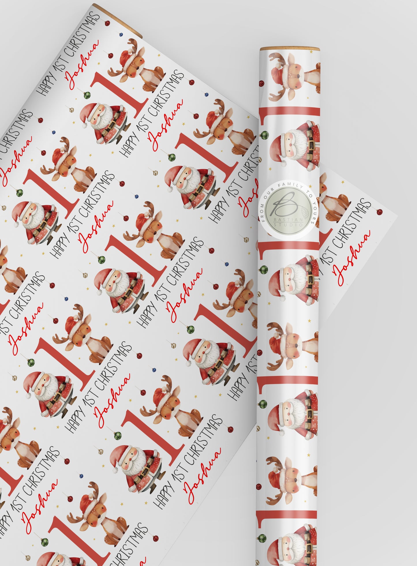 Personalised Father Christmas Babies 1st Christmas Wrapping Paper