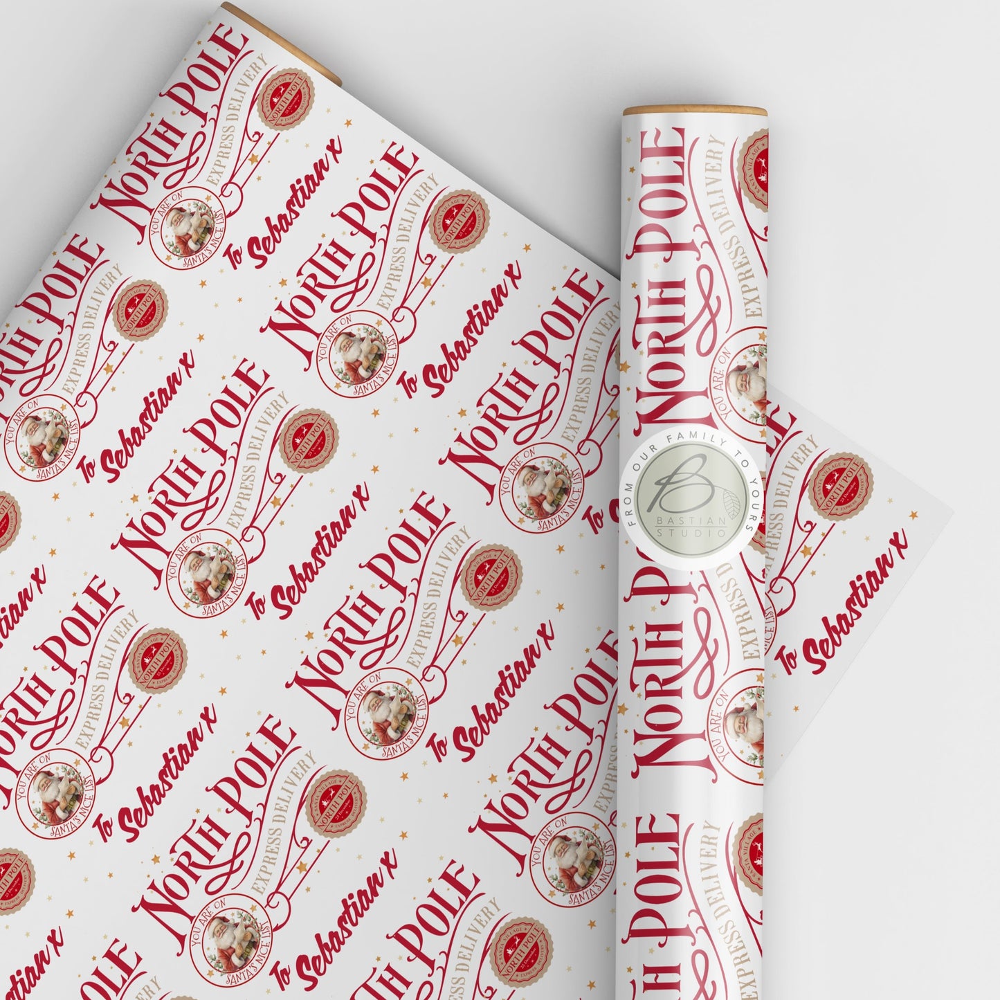 Personalised Children's North Pole Christmas Wrapping Paper