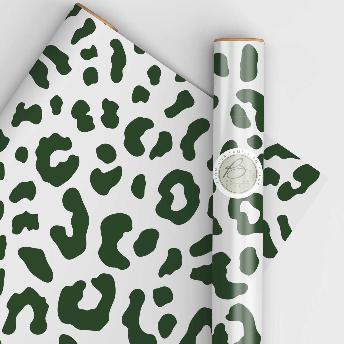 Green Leopard Print Christmas Wrapping Paper
