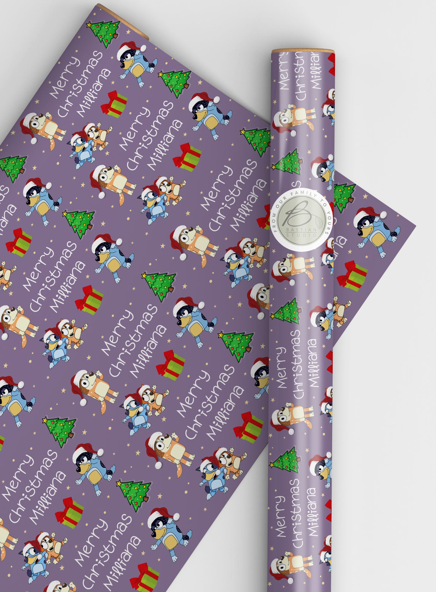 Personalised Childrens Christmas Gift Wrap with Character Design