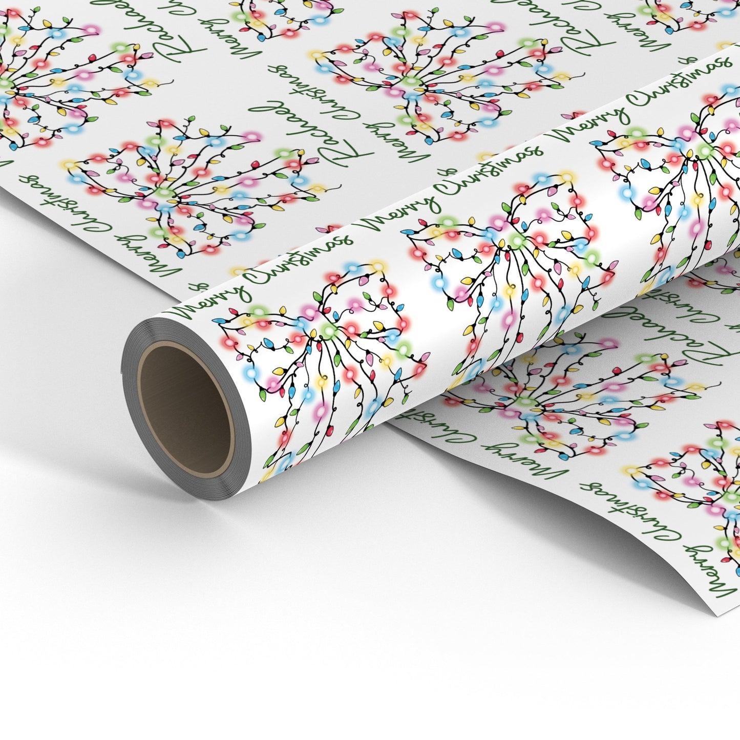 Personalised Christmas Light Bow Christmas Wrapping Paper