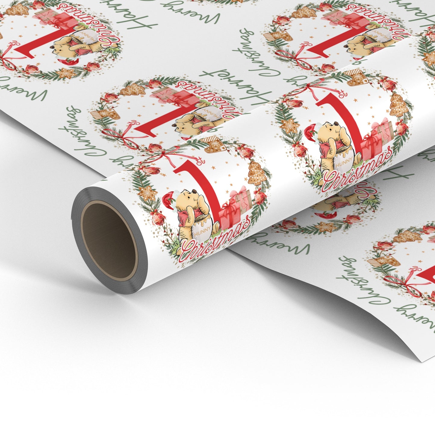 Personalised Winnie The Pooh 1st Christmas Gift Wrap