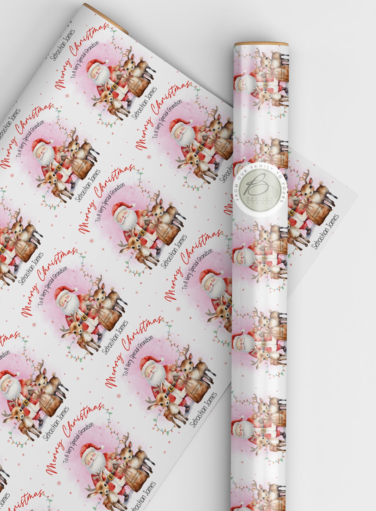 Personalised Father Christmas and Friends Christmas Gift Wrap