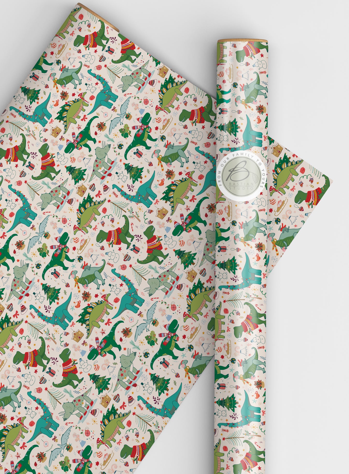 Dino-Themed Christmas Gift Wrap