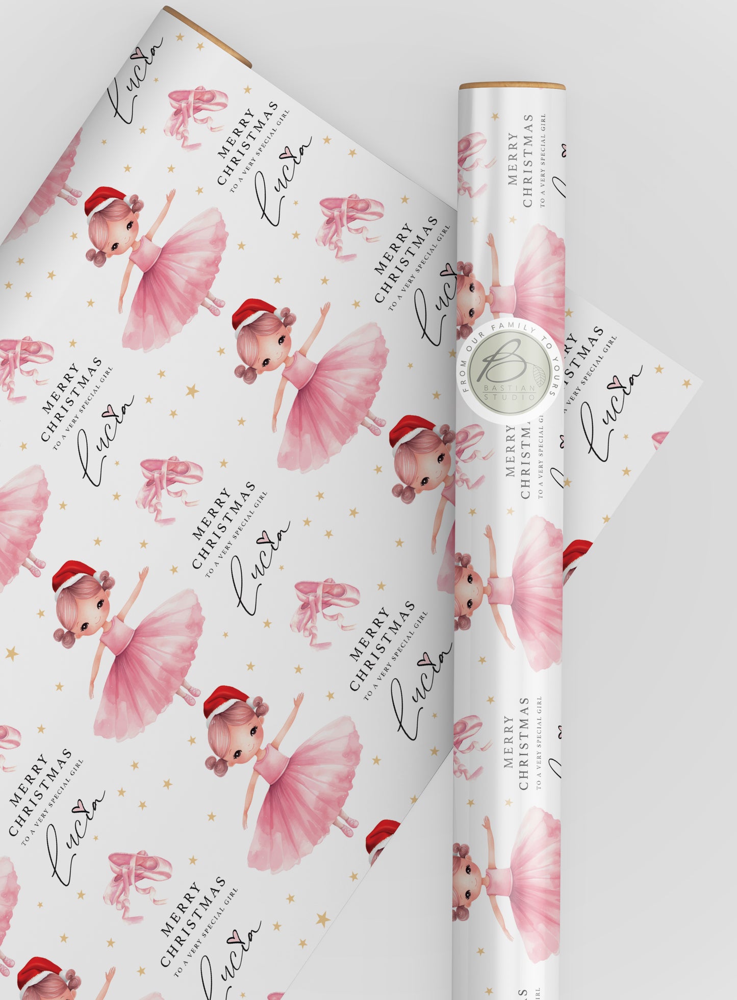 Personalised Christmas Ballerina Wrapping Paper