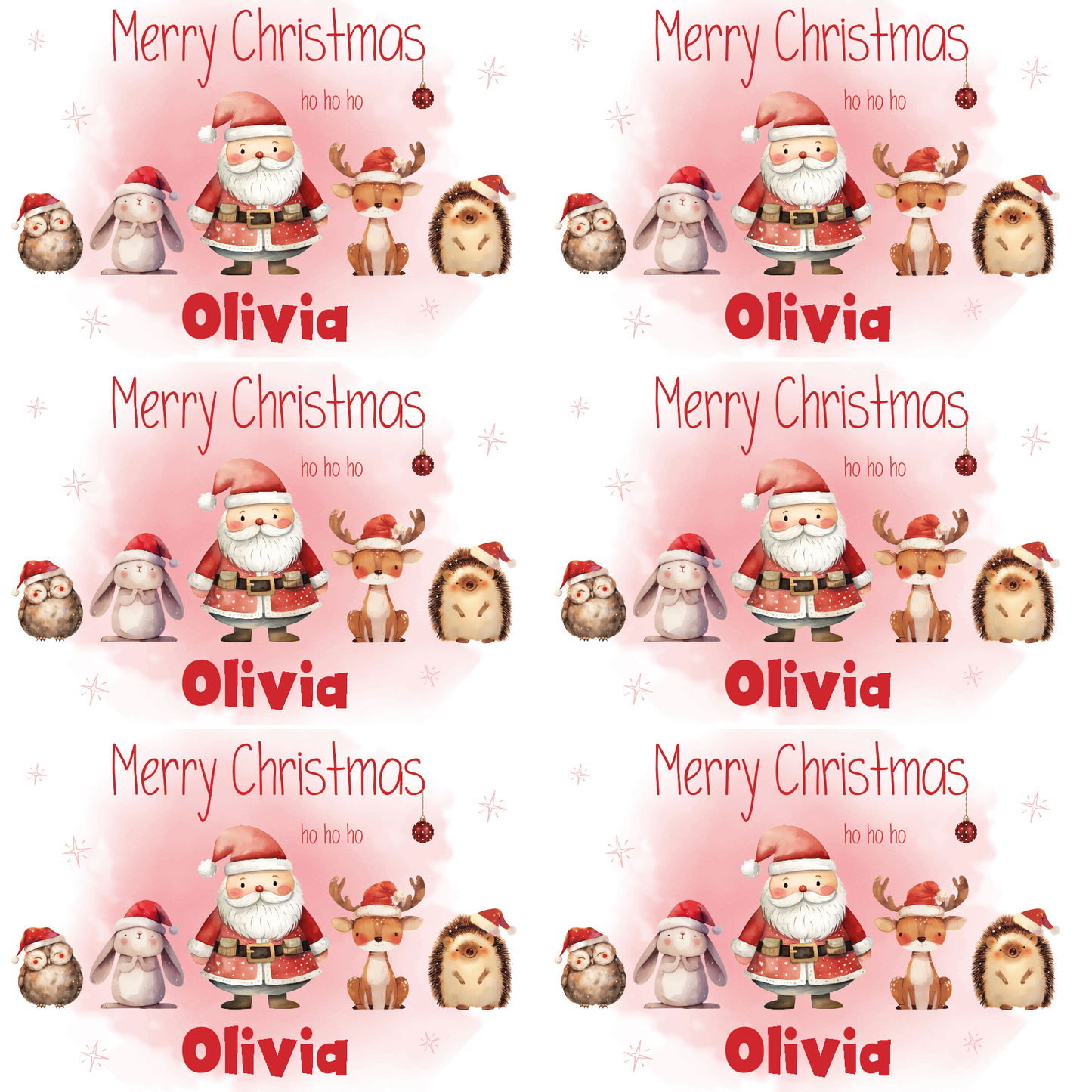 Personalised Children's Father Christmas and friends themed Christmas wrapping paper