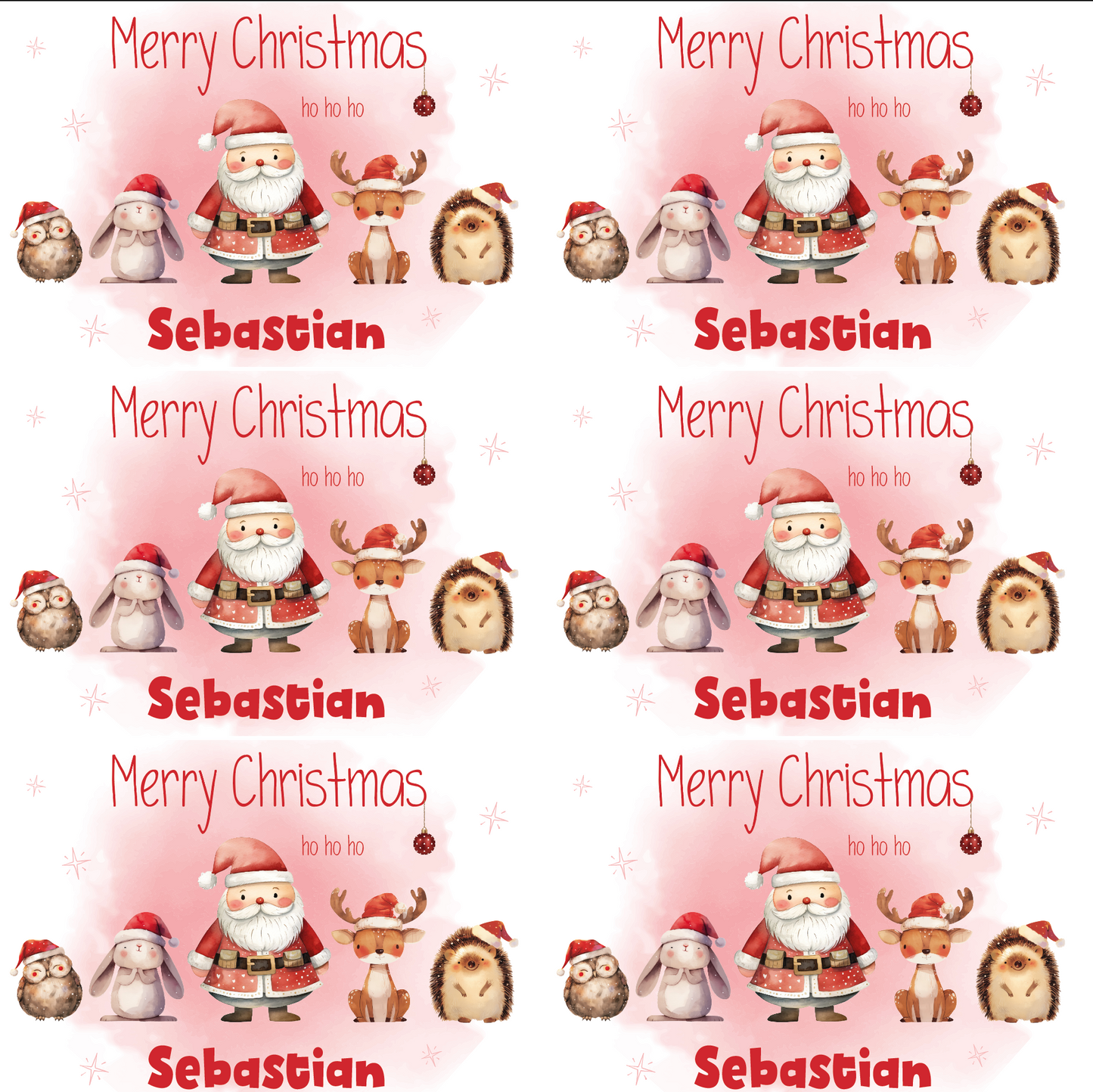 Personalised Children's Father Christmas and friends themed Christmas wrapping paper