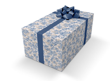 Blue & Gold floral wrapping paper