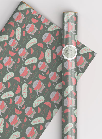 Watermelon & Cat wrapping paper