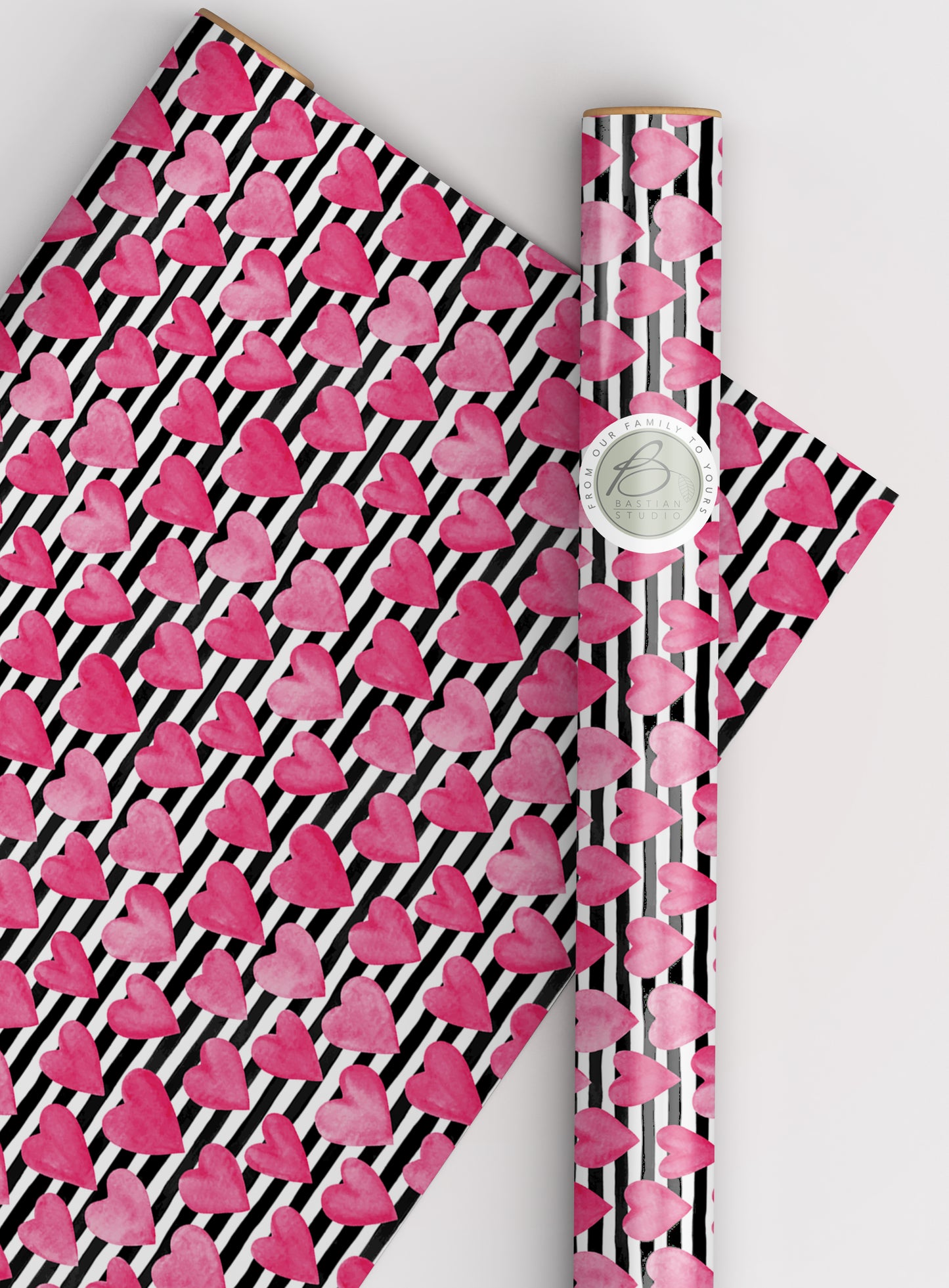 Hearts & Stripes wrapping paper