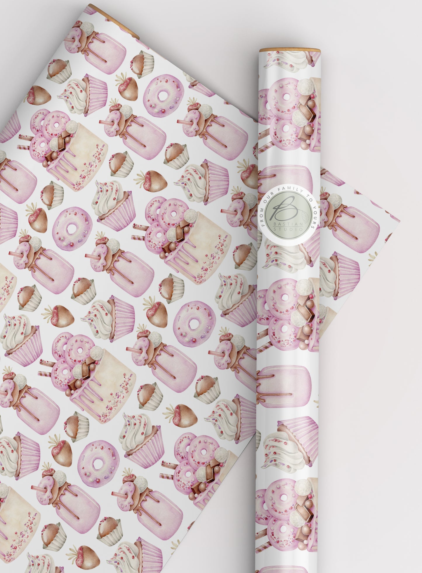 Cake & Doughnut Birthday Wrapping Paper