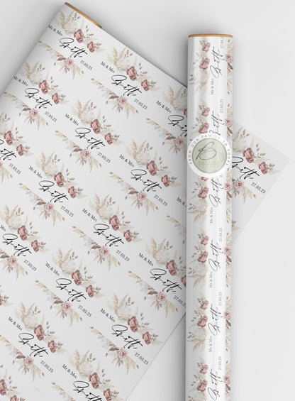 Personalised Flower Wedding Wrapping Paper