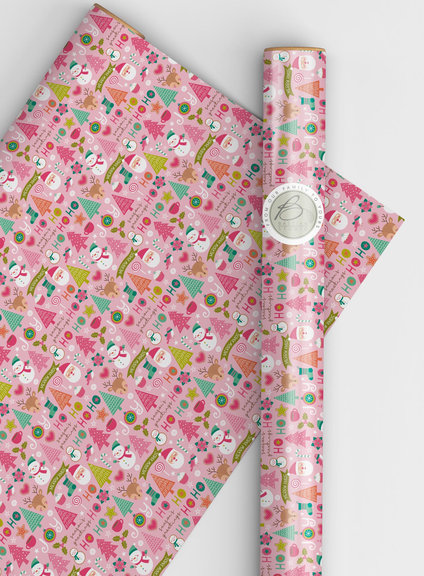 Pink Christmas wrapping paper