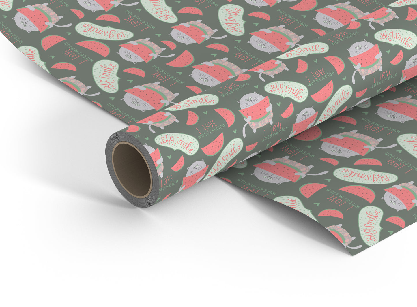 Watermelon & Cat wrapping paper