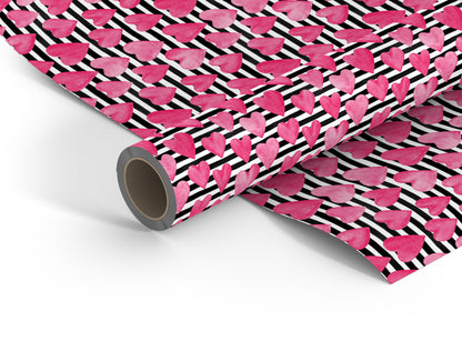 Hearts & Stripes wrapping paper