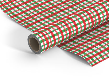 Red and Green plaid checkered wrapping paper