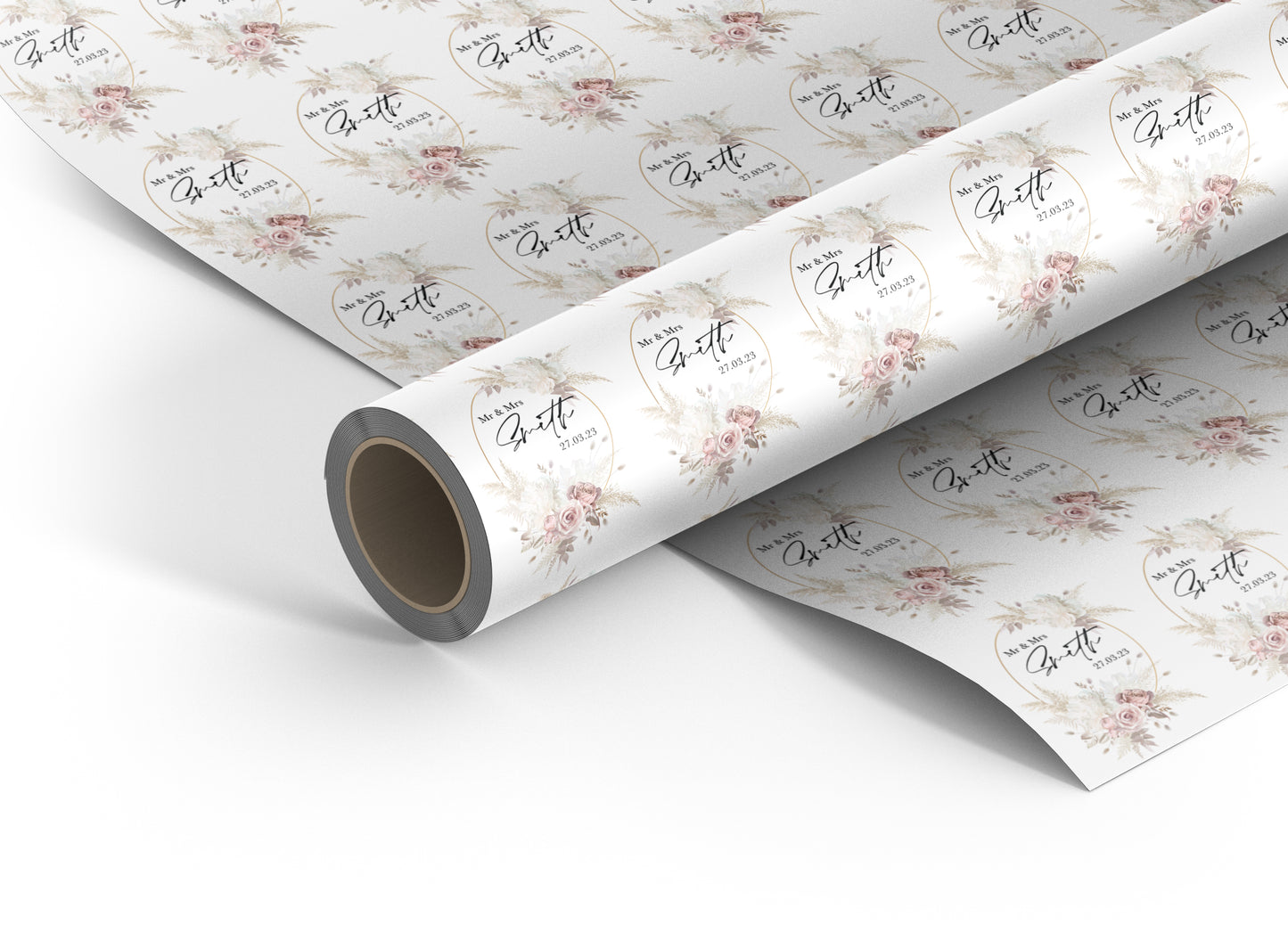 Rustic Flowers Personalised Wedding Wrapping Paper