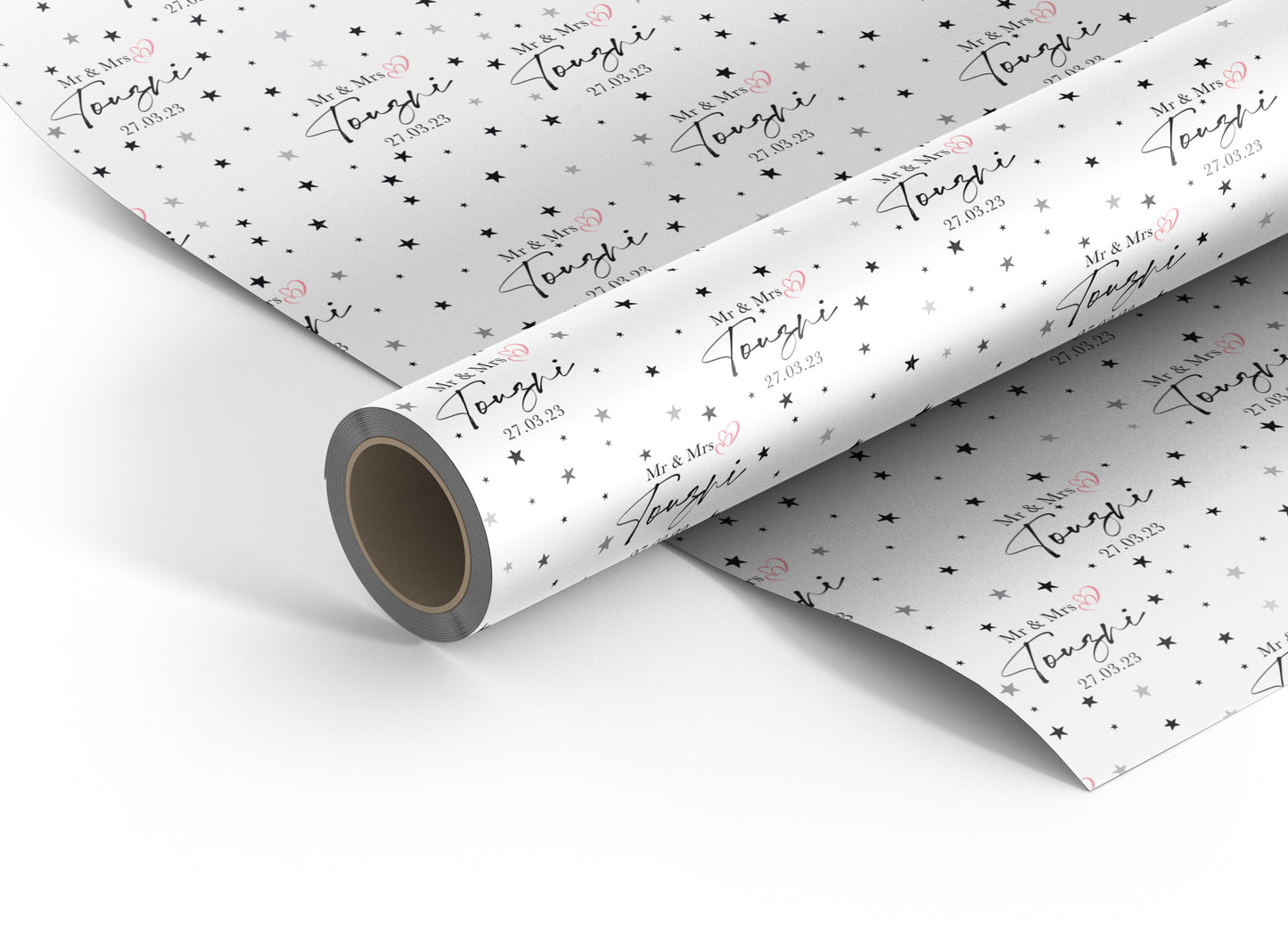 Personalised Hearts Wedding Wrapping Paper