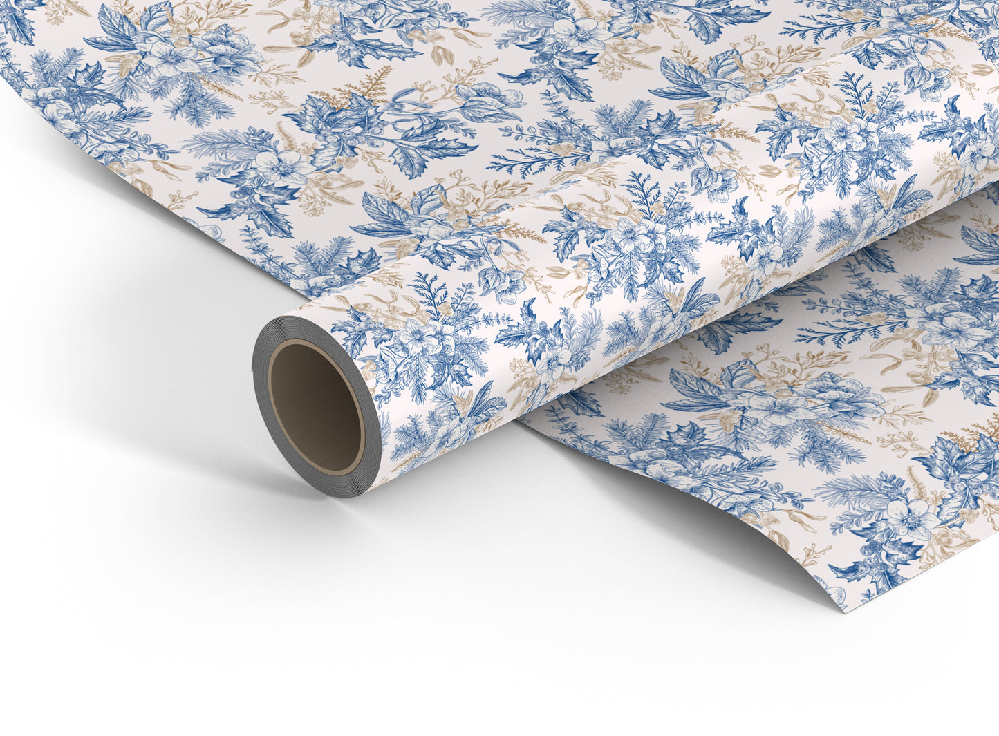 Blue & Gold floral wrapping paper